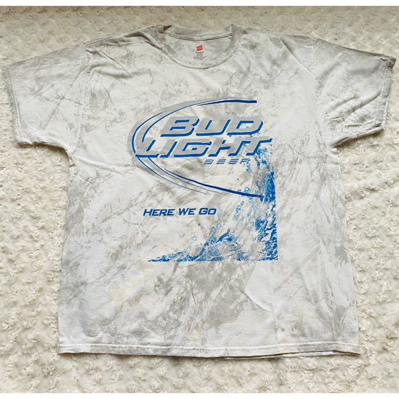 Anheuser Busch Bud Light Beer Alcohol Tie Dye Cotton Heavyweight T Shirt Size XL - Picture 1 of 4